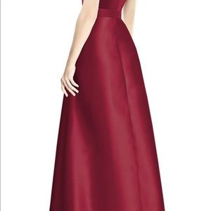Alfred Sung V-Neck Satin Twill A- Line Gown
